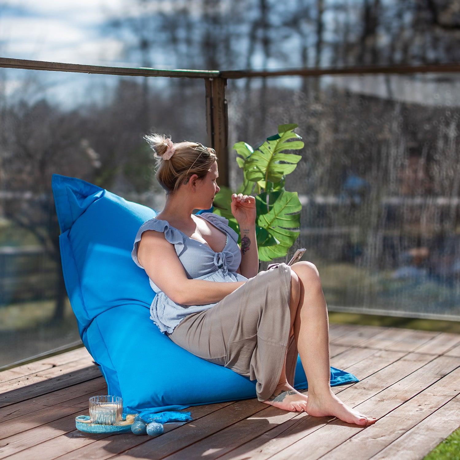 1me Colorin OEKO-TEX ® - sittsäck & sittkudde  Azure