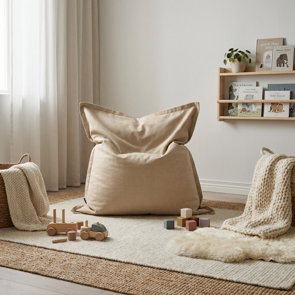1me OX sittkudde & barnfåtölj beige