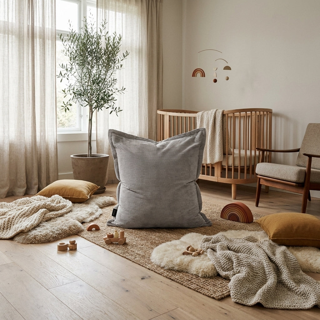 1me wave manchester sittkudde - saccosäck för barn OEKO-TEX ® White grey