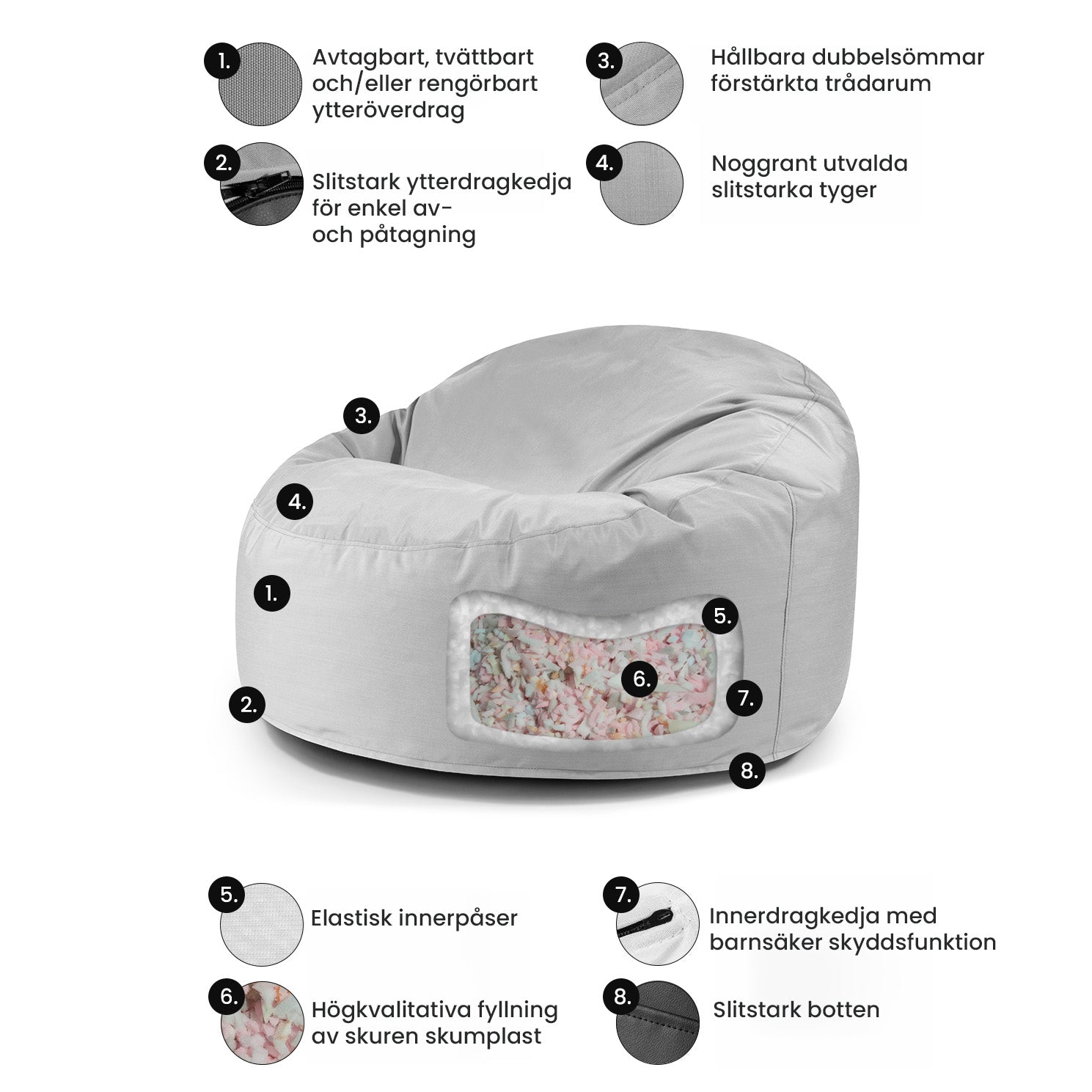 Sittsäck Om 110 Teddy Cream