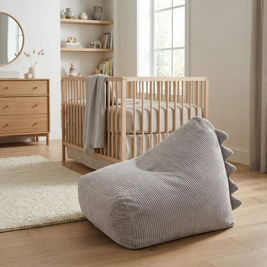 Barnfåtölj Sittsäck Snug 80 Dragon Waves White Grey