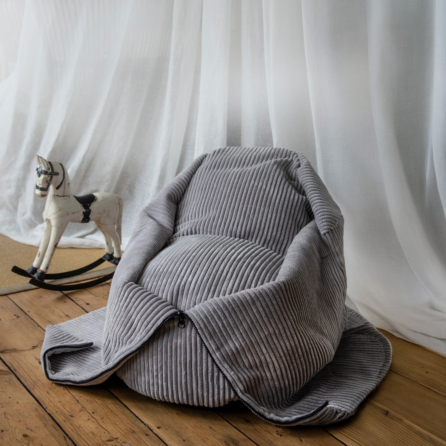 Sittsäck Cocoon 80 Waves White Grey