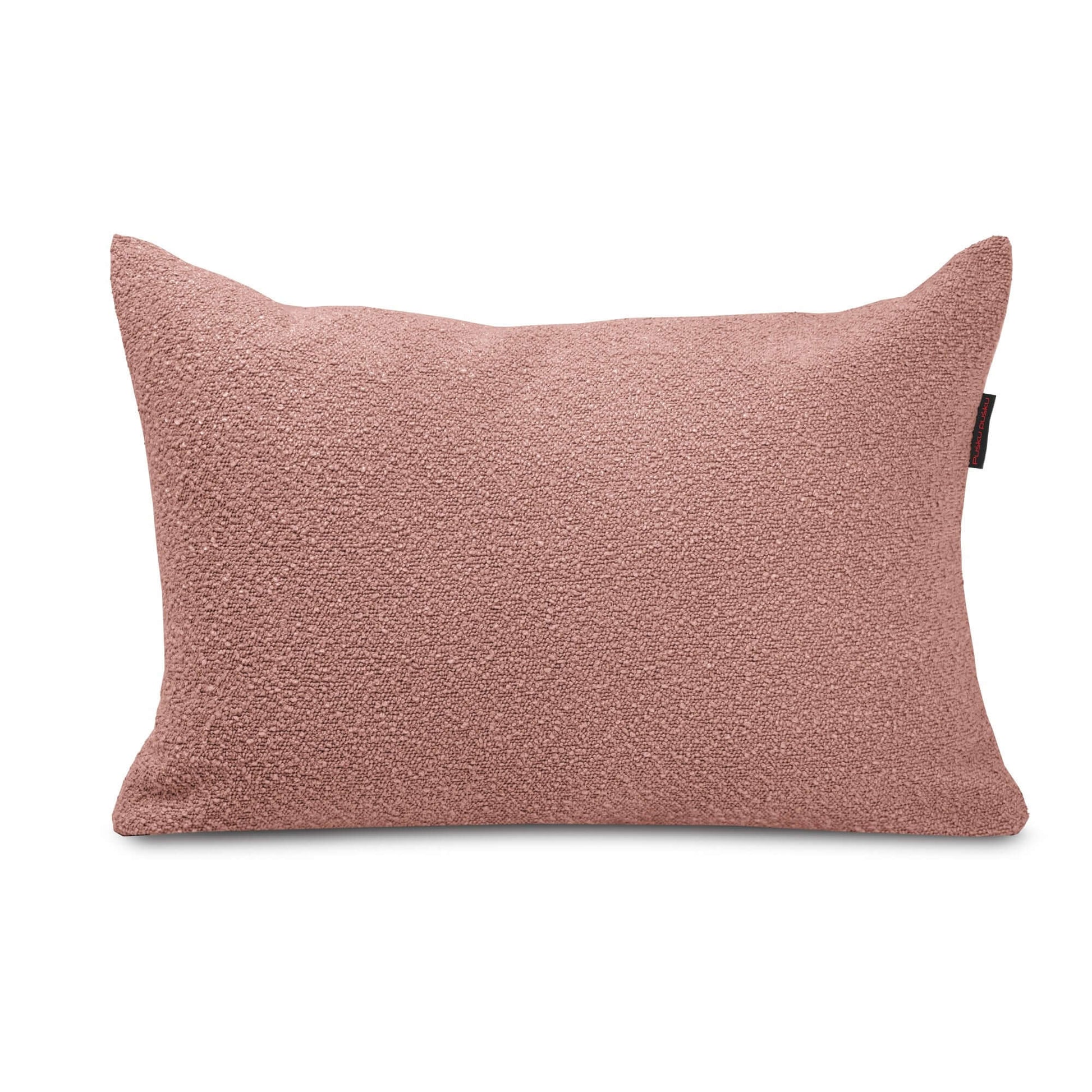 dekoration kudde tyg boucle dusty rose, stilren kudde i boucle tyg i en mjuk dusty rose färg