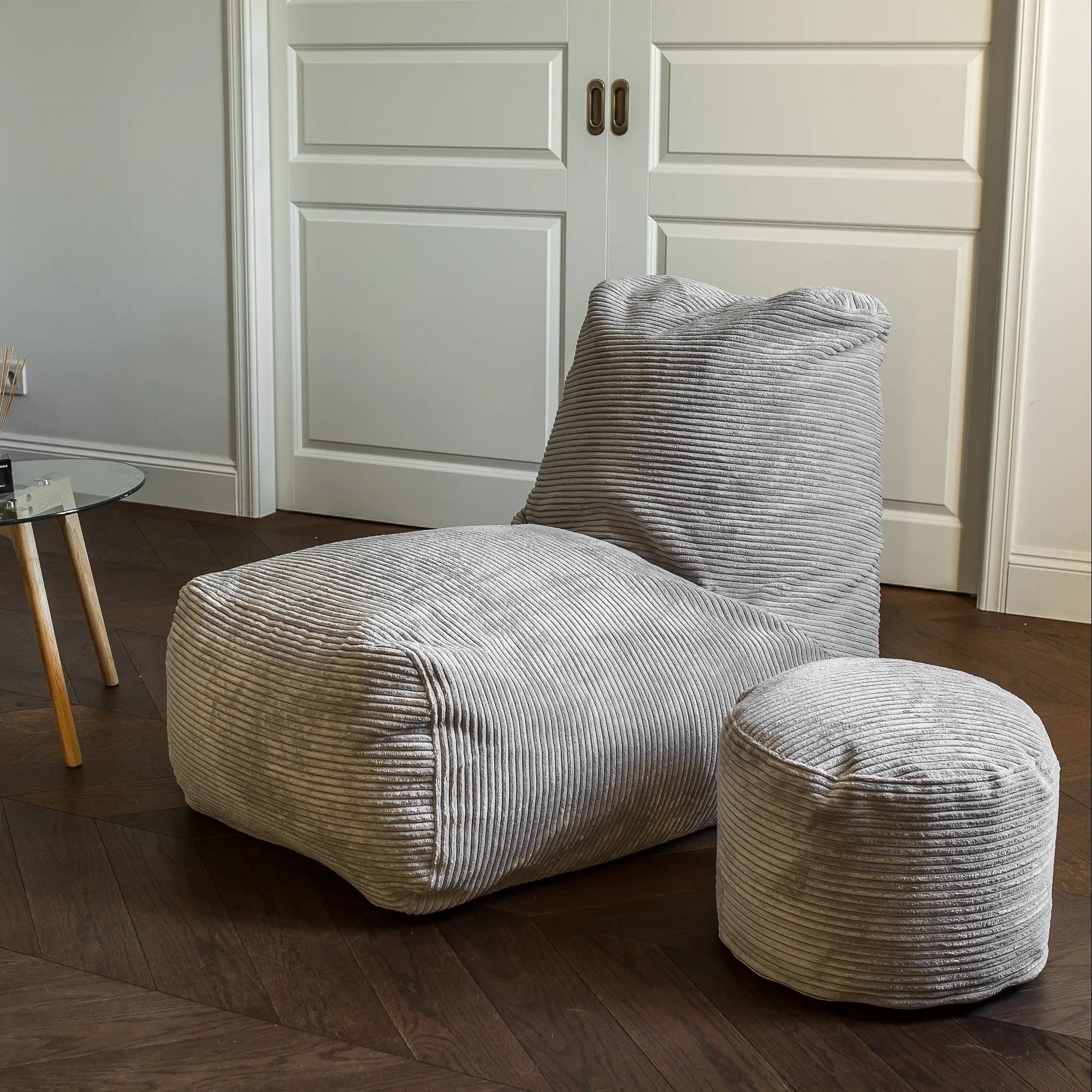 Sittsäck Tube Waves White Grey-Bean bags-Slowdown