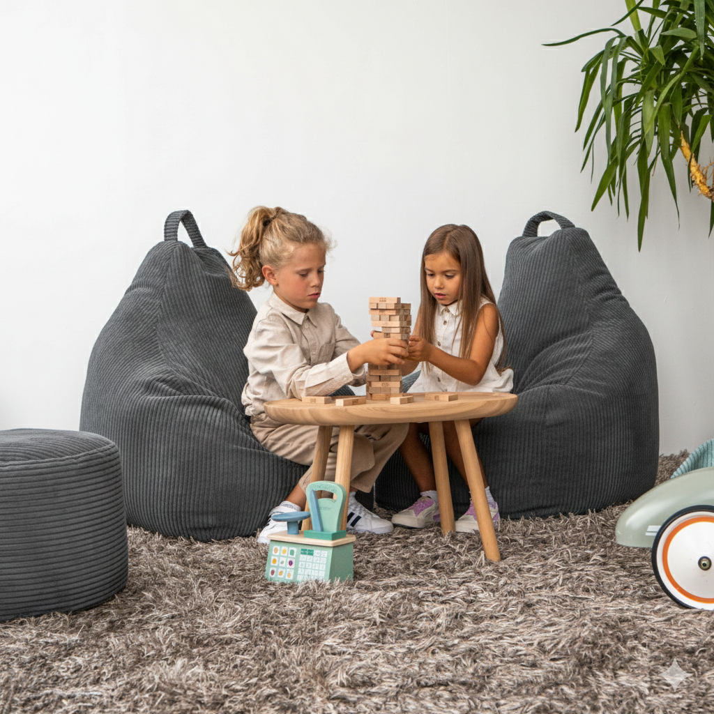 Sittsäck Play Waves Dark Grey