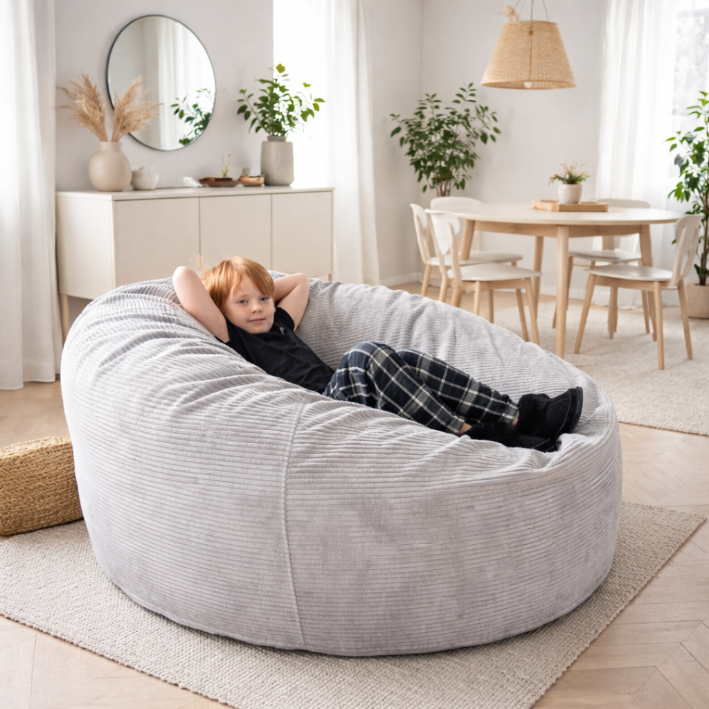 Foam Bean Bag About 110 Waves White Grey