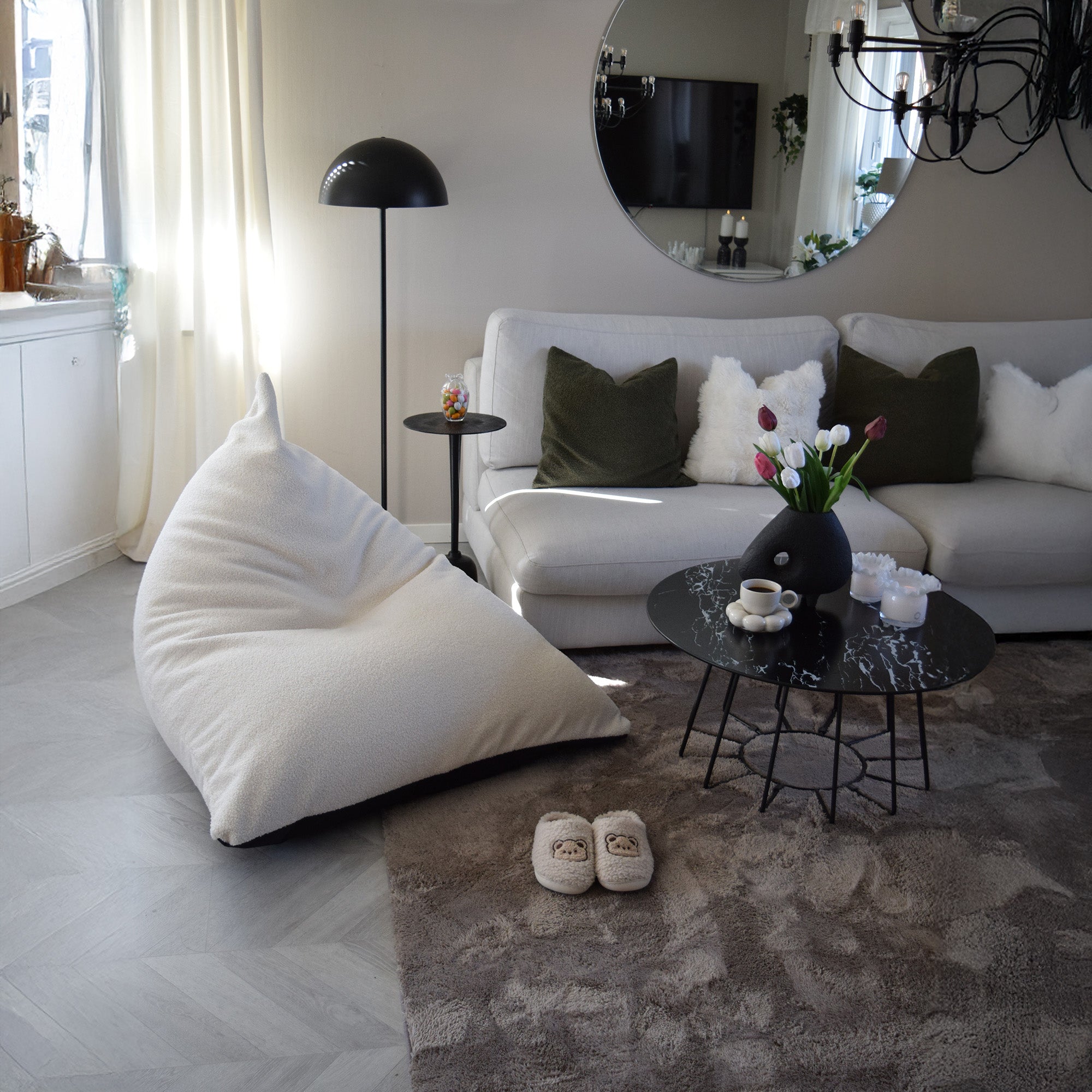 Sittsäck Razz Teddy Cream