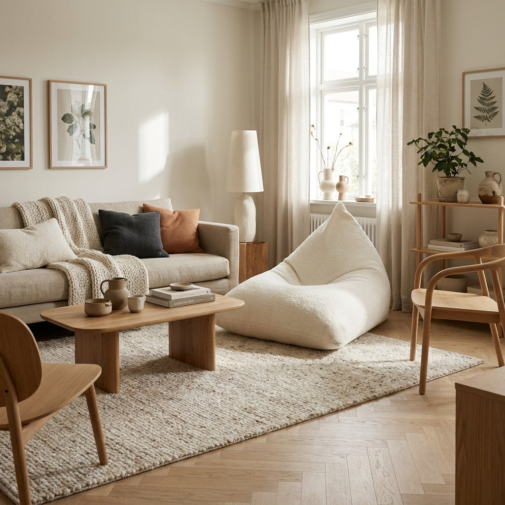 Sittsäck Razz Teddy Cream