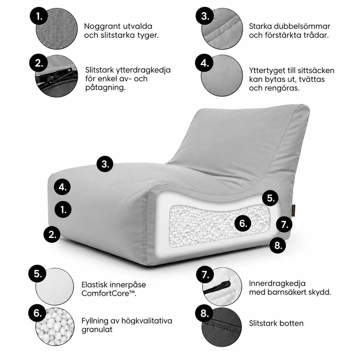 Sittsäck Soffa Lounge Waves Snow