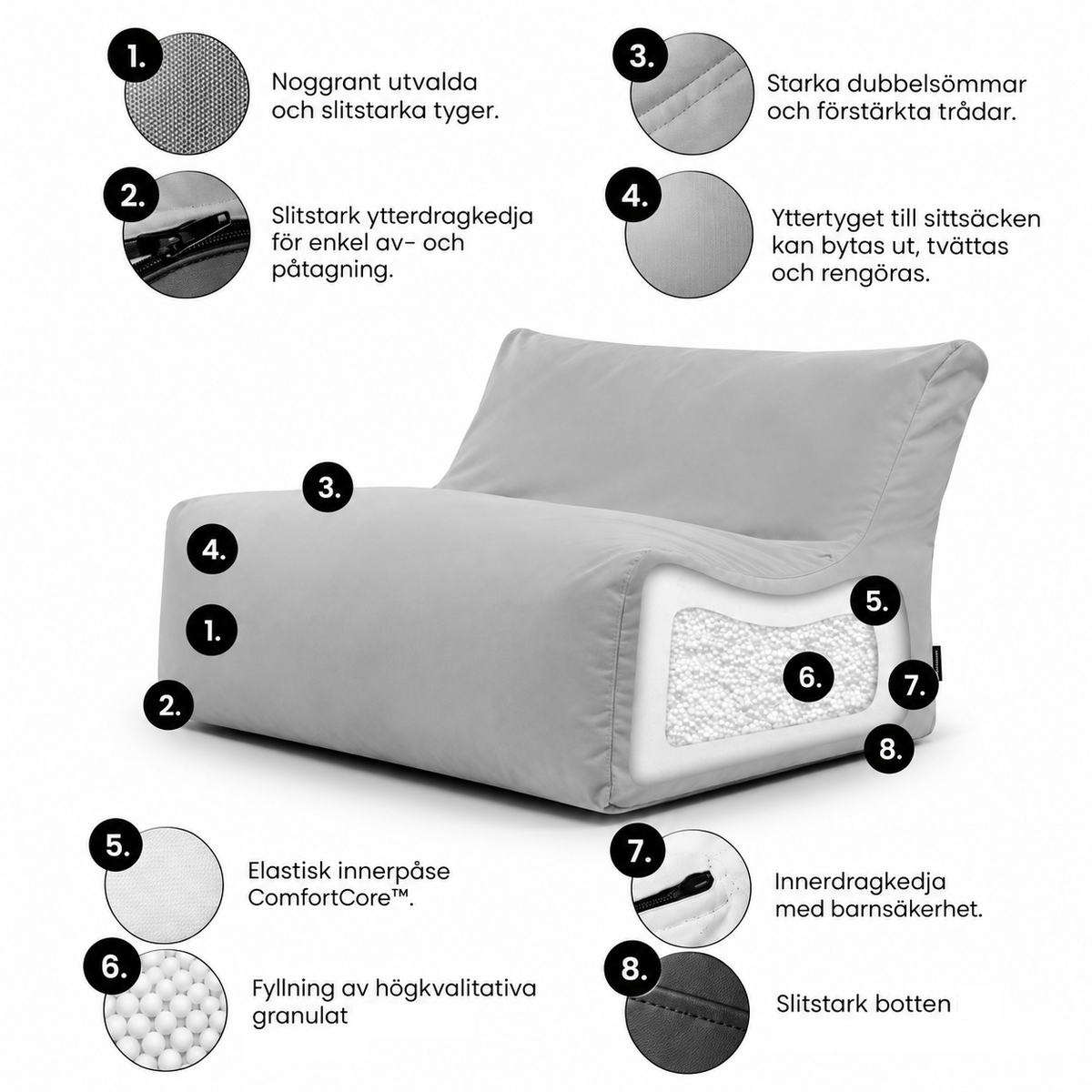 Sittsäck Soffa Seat Waves Sand