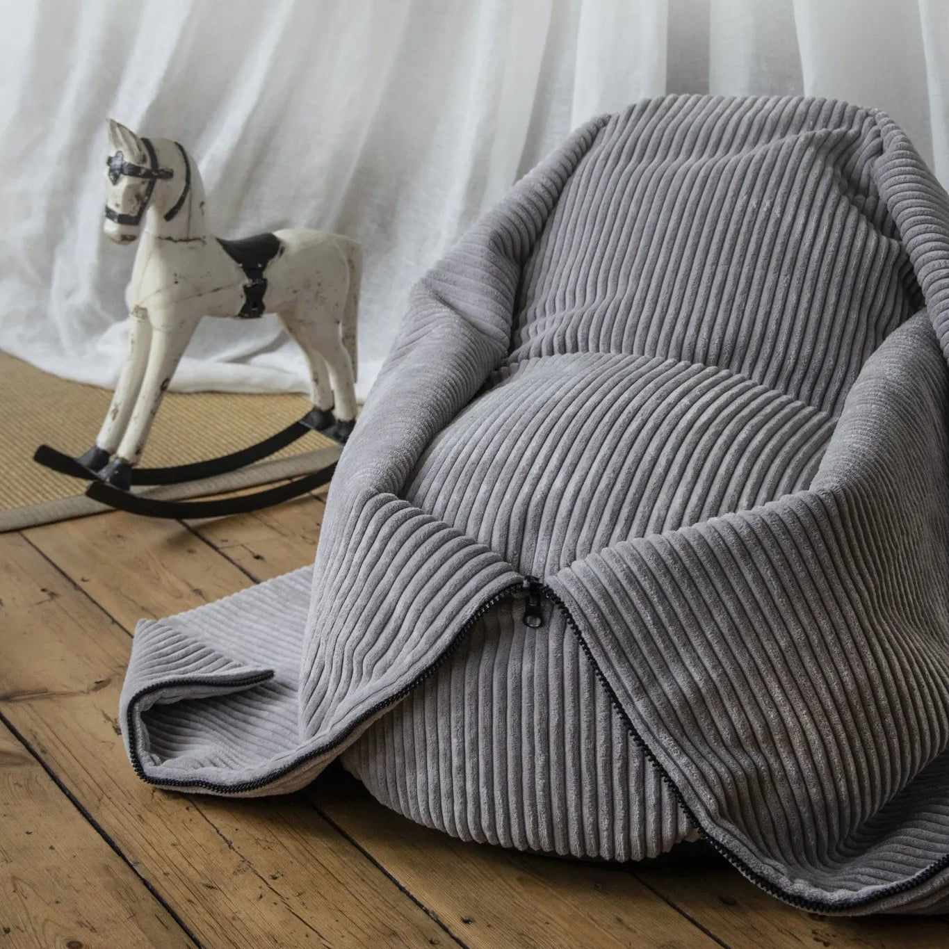 Sittsäck Cocoon 80 Waves White Grey-Bean bags-Slowdown