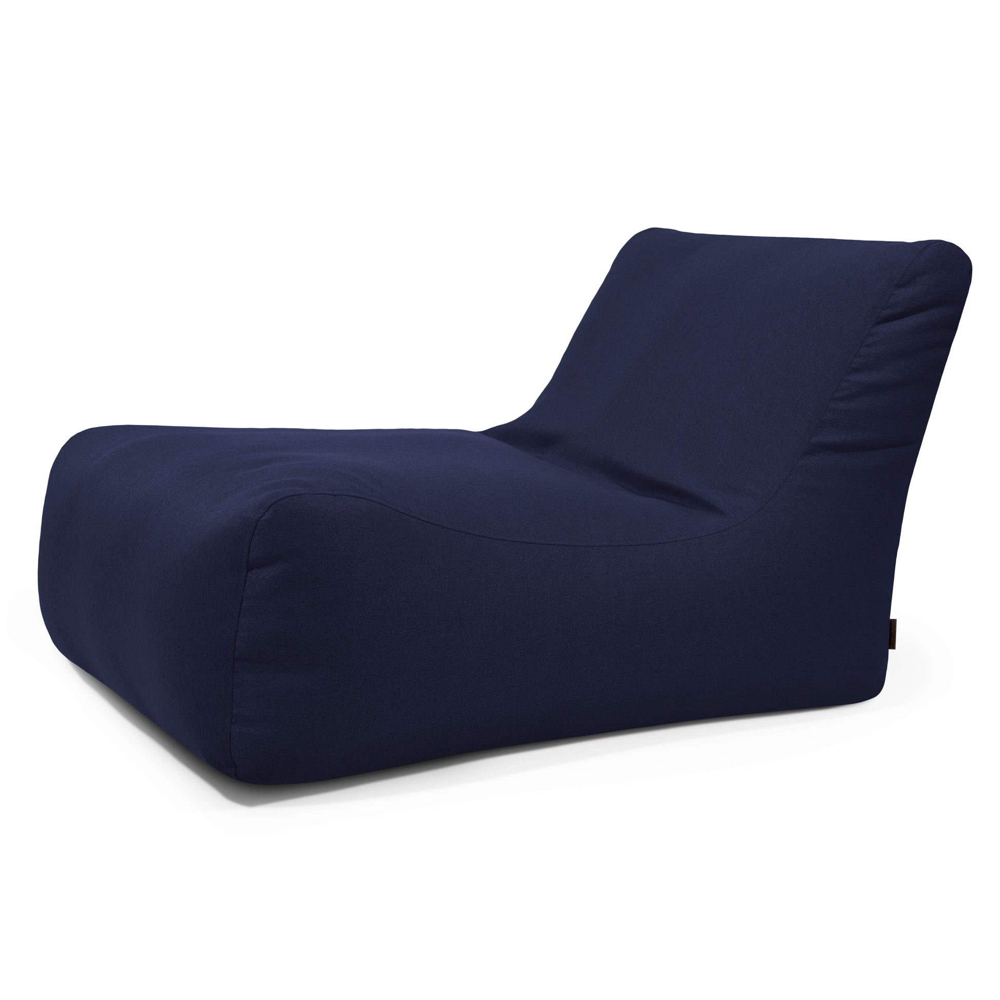 Mörkblå Lounge 100 sittsäcksfåtölj med bred rygg och bekväm design.