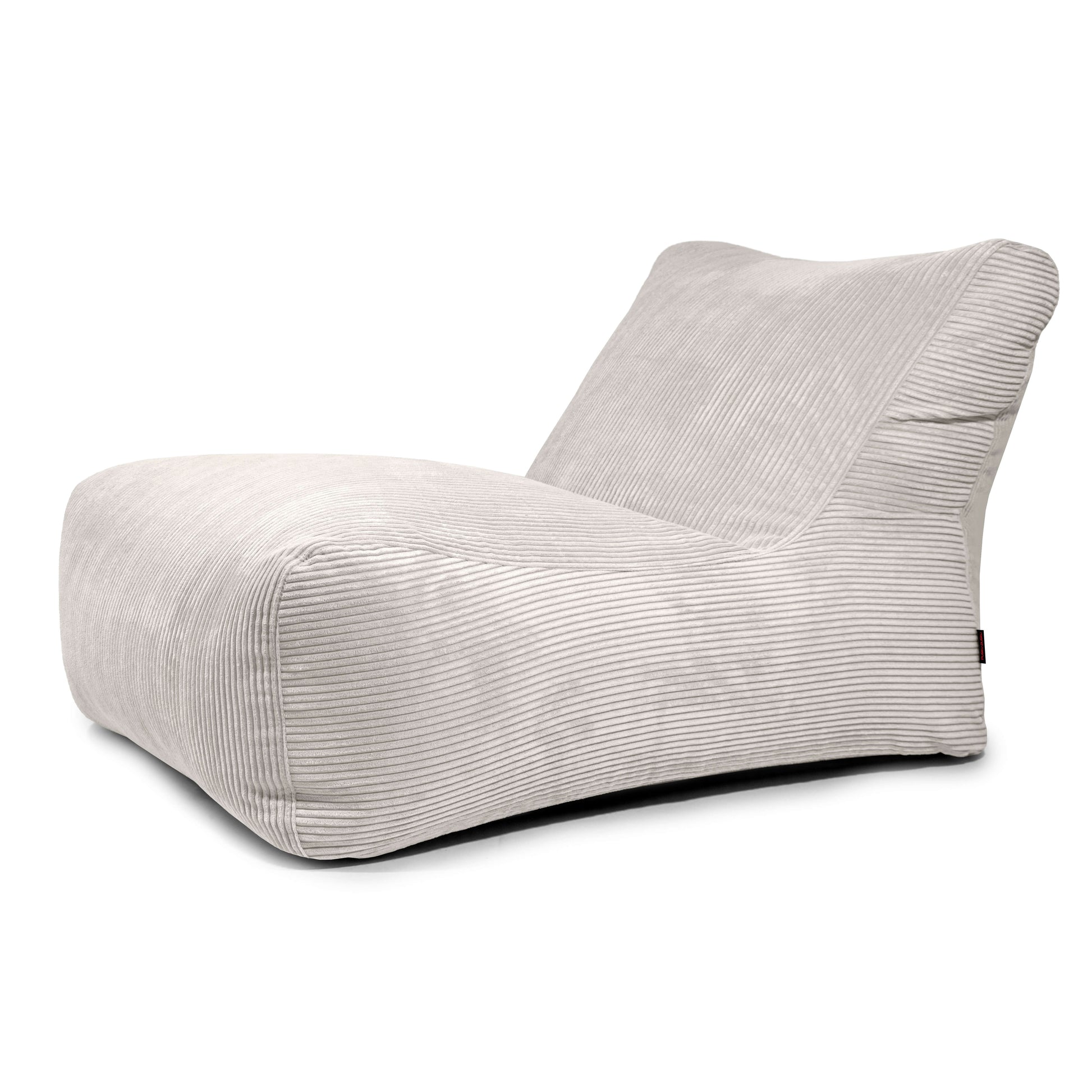 Beige ribbad kordfåtölj Lounge 100 Waves Snow, bred med ryggstöd för avkoppling.