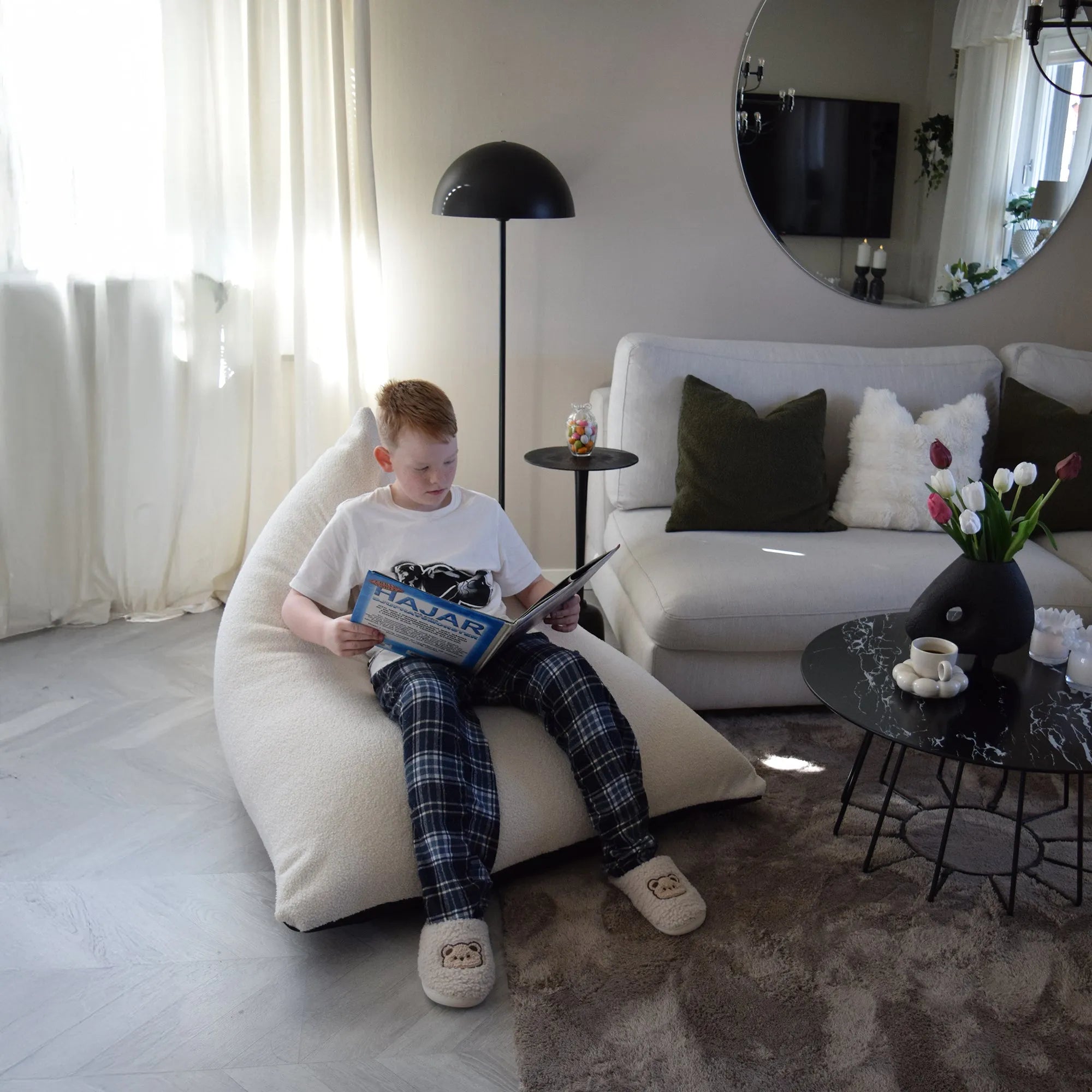 Sittsäck Razz Teddy Cream-Razz fåtölj-Slowdown