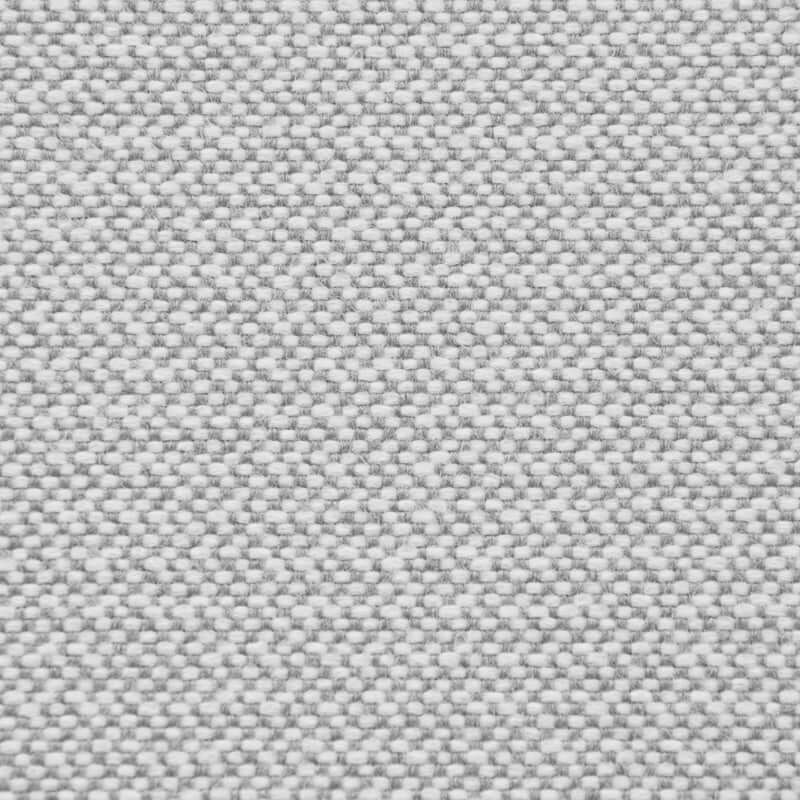 Solsäng Split 90 Dunẽs fluffy white; närbild av ljusgrått tygmaterial.