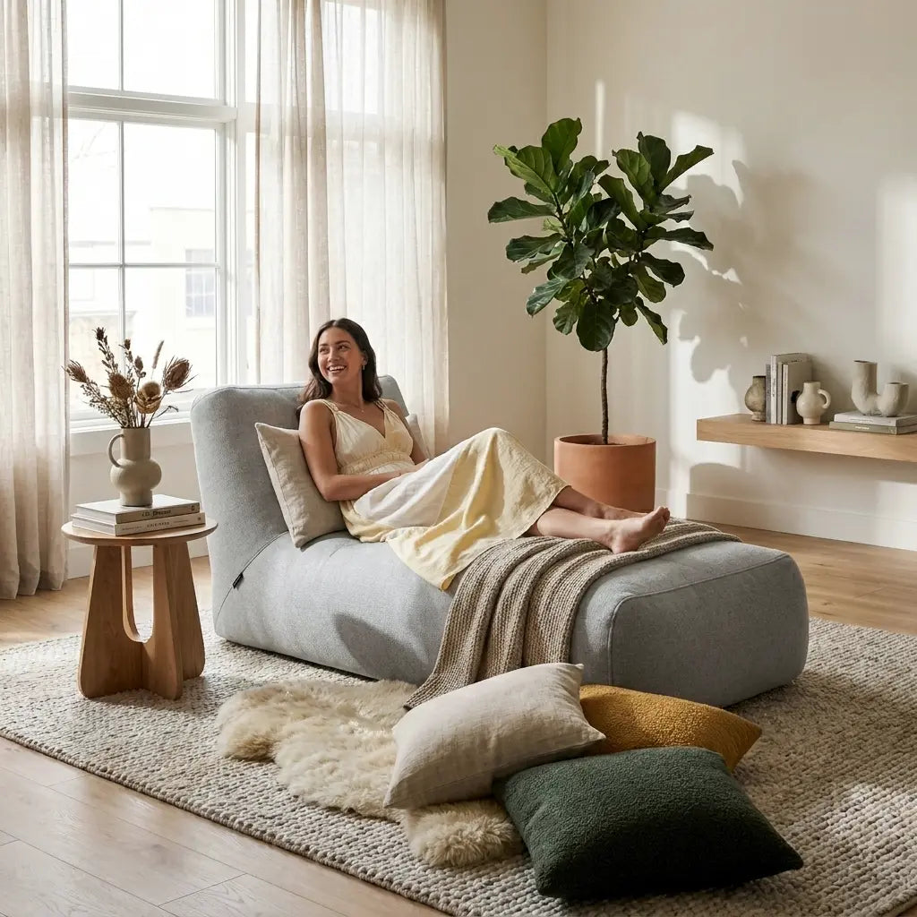 Sittsäck Tube 100 Dagbädd Dunẽs White Grey