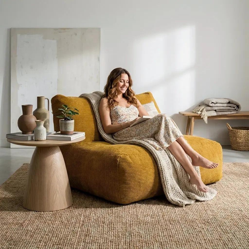 Soffa manchester Sittsäck Soffa Tube 160 Waves Mustard