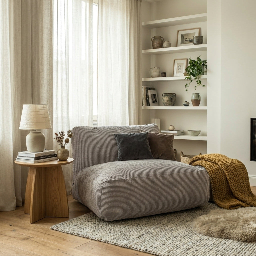 Sittsäck Soffa Tube Waves White Grey