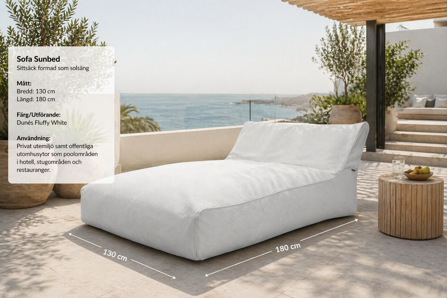 Sittsäck Soffa solsäng  - solsäng  Dunẽs Fluffy White