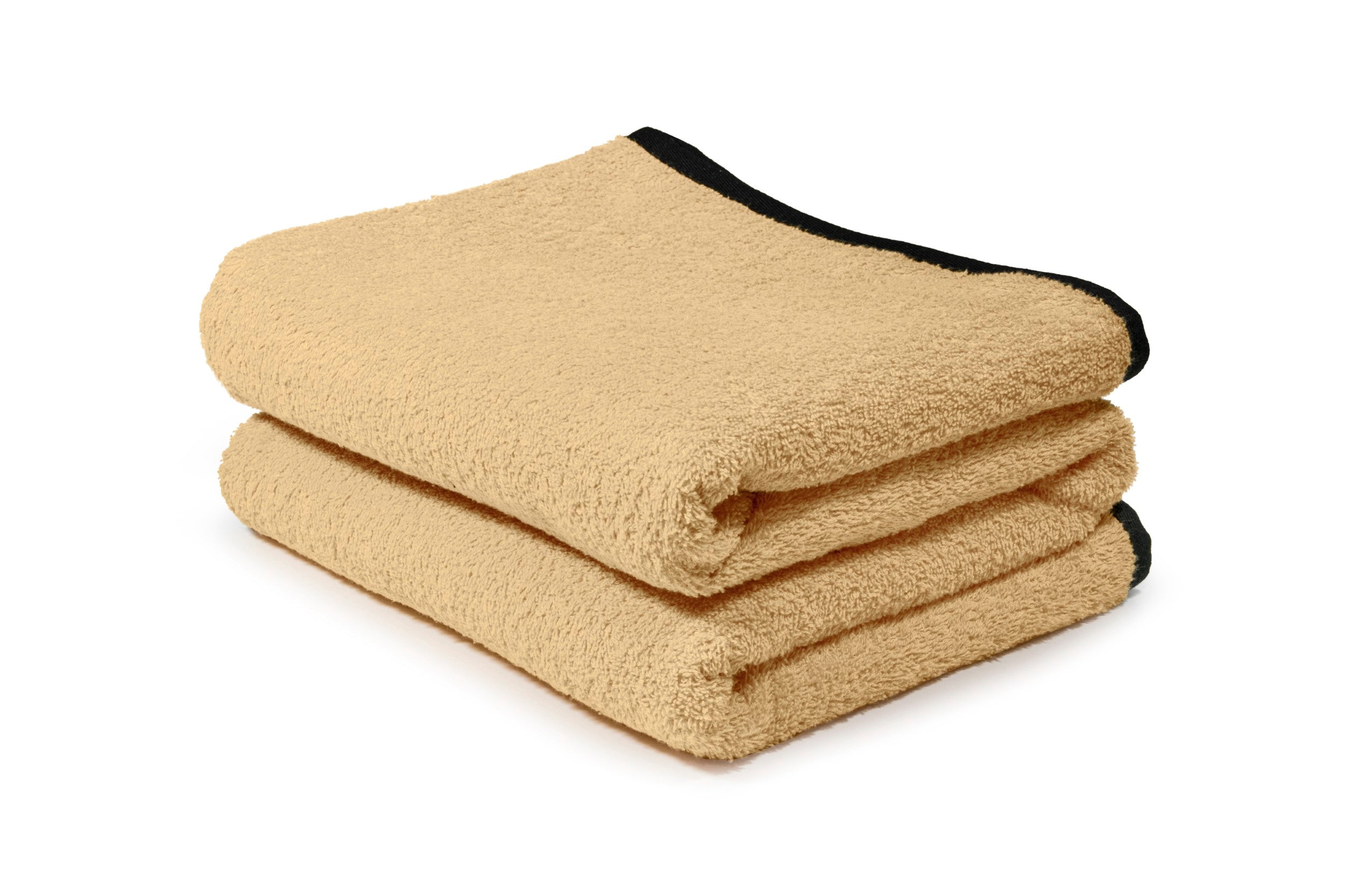 Premium strandhanddukar för solsäng och strand Beige 230x65 cm, stora och absorberande handdukar staplade.