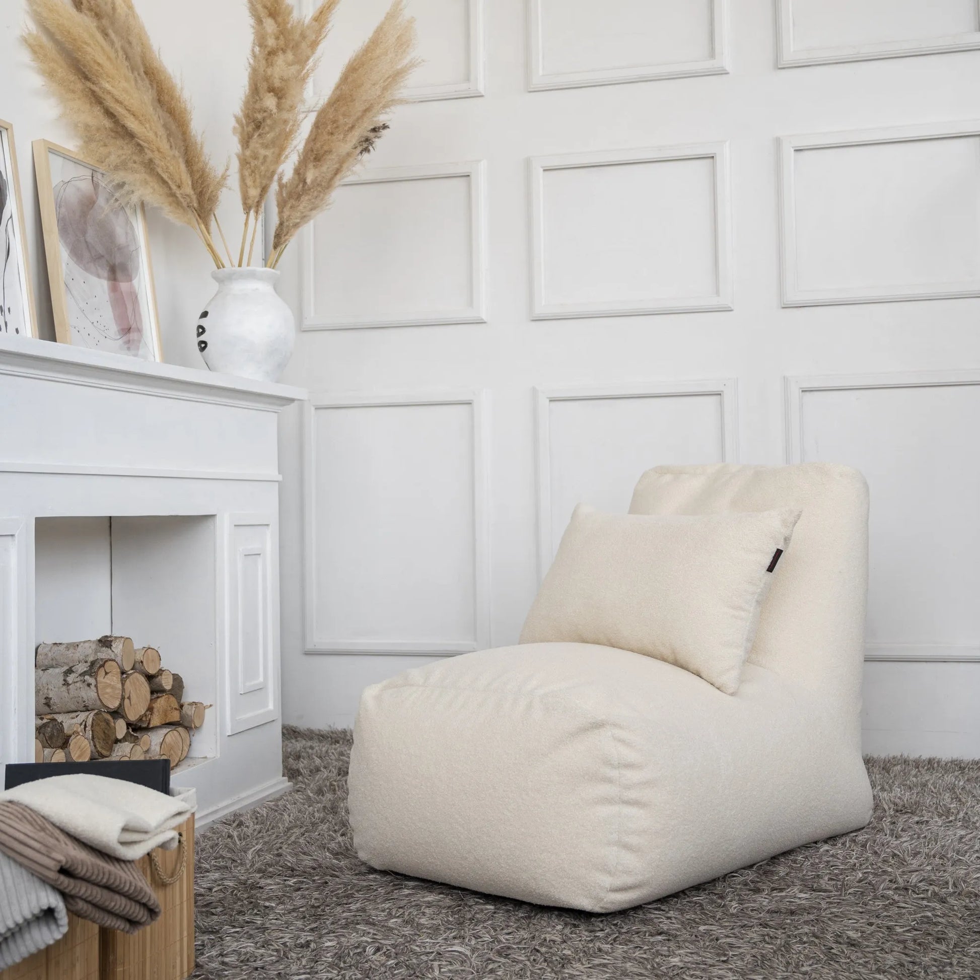 Sittsäck Tube Teddy Cream-Bean bags-Slowdown