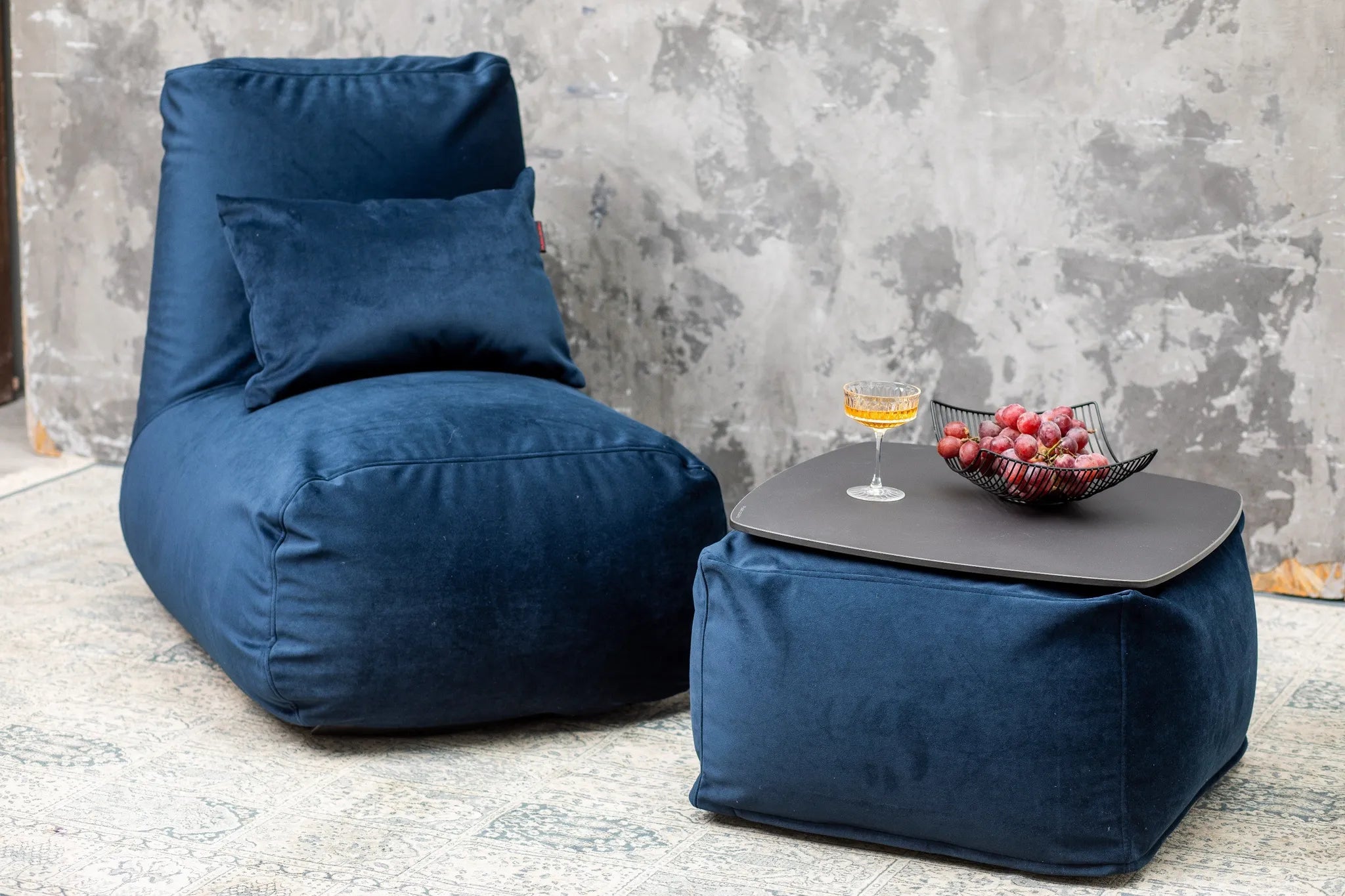 Sittsäck Tube Barcelona Navy-Bean bags-Slowdown