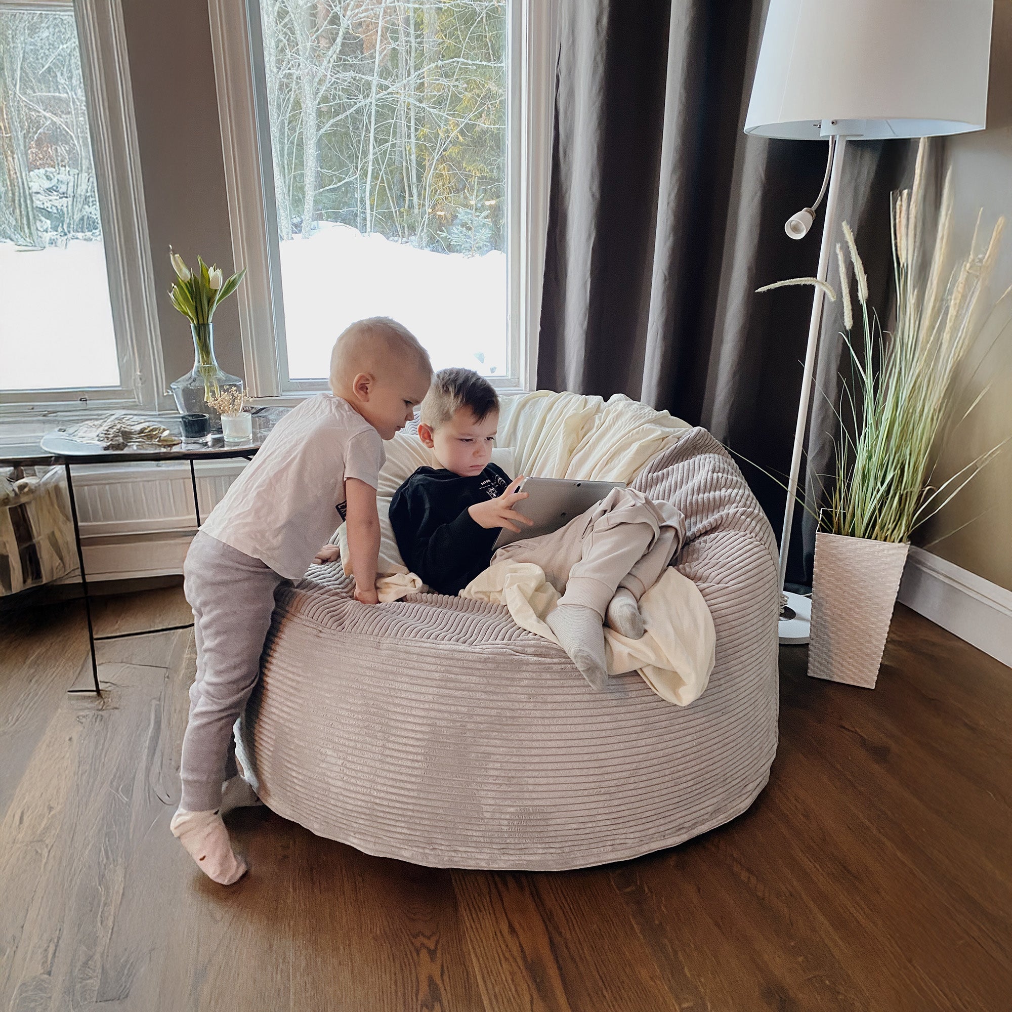 Fåtölj Sittsäck Om 110 Waves White Grey