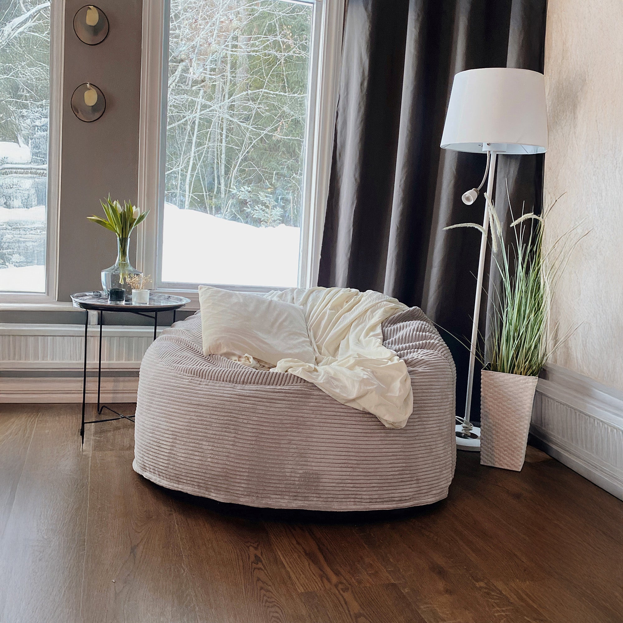 Fåtölj Sittsäck Om 110 Waves White Grey