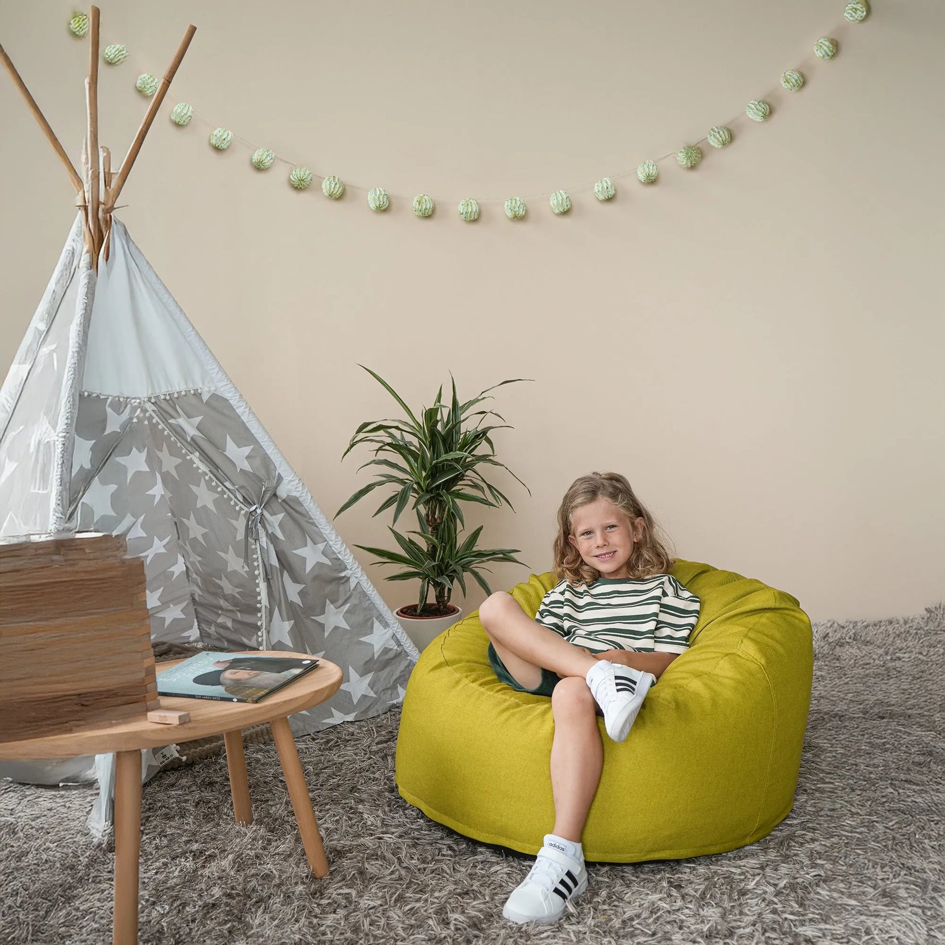 Barnfåtölj Sittsäck Om 85 Teddy White Grey-Bean bags-Slowdown