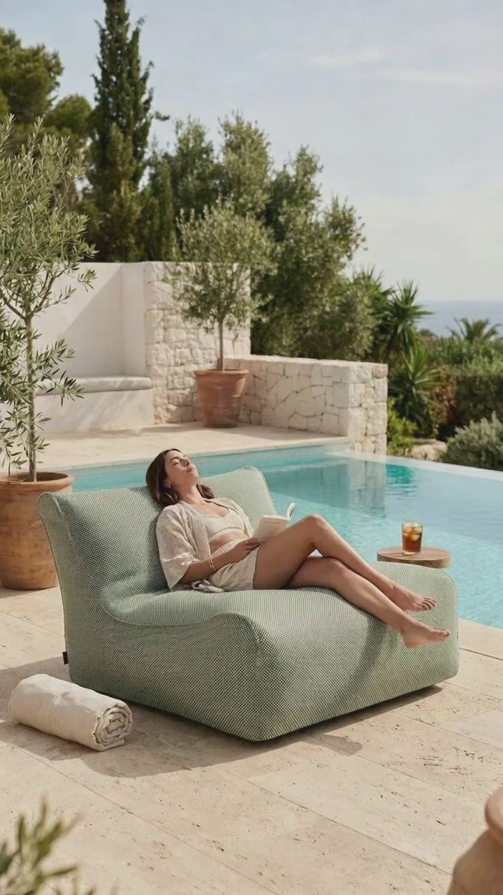 Ladda video: Sittsäck Soffa Lounge Capri Green