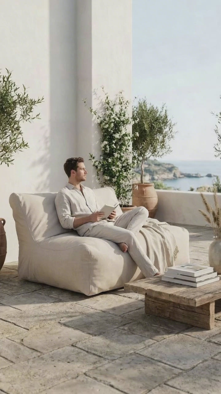 Ladda video: Sittsäck Soffa Lounge Riviera Beige