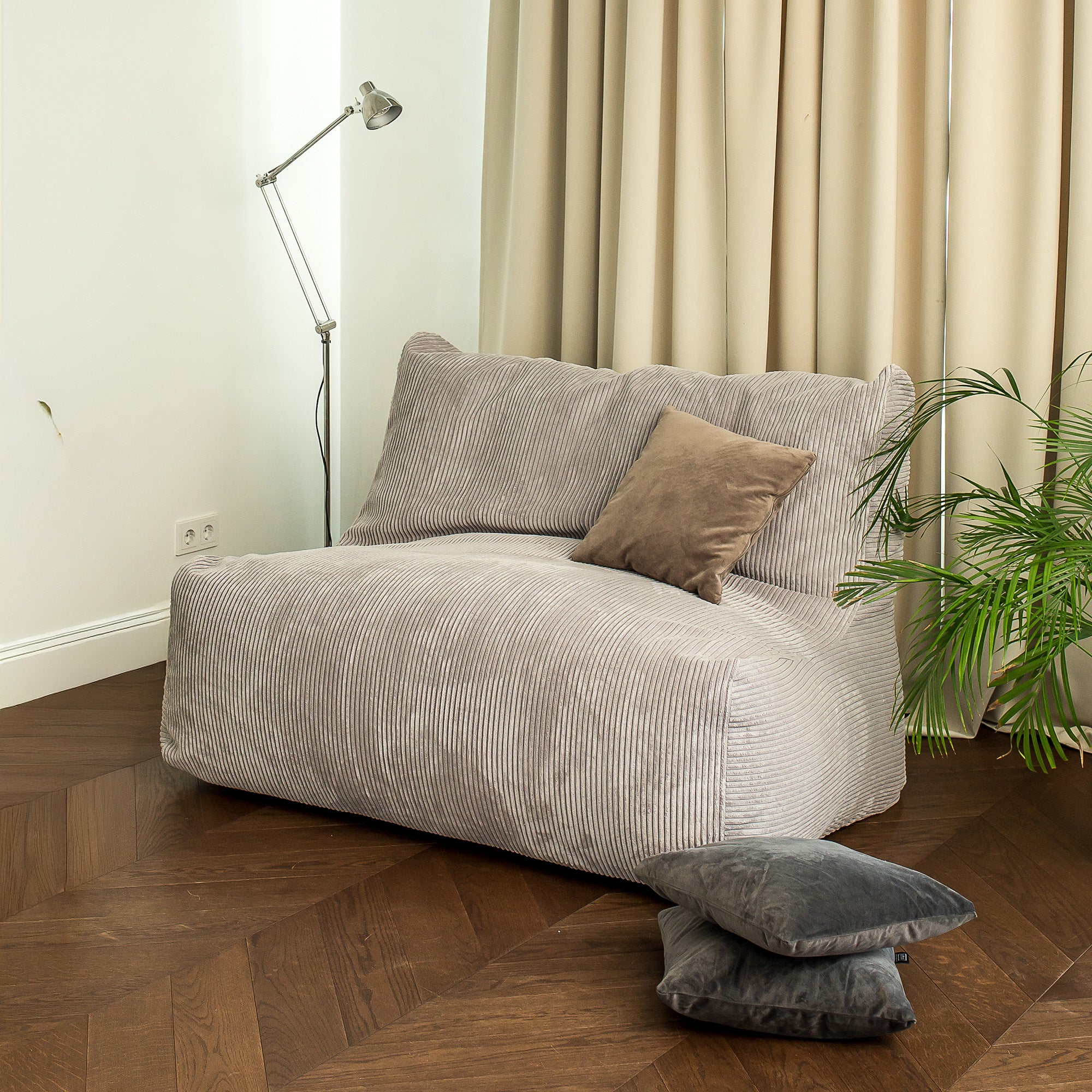 Sittsäck Soffa Seat Waves White Grey